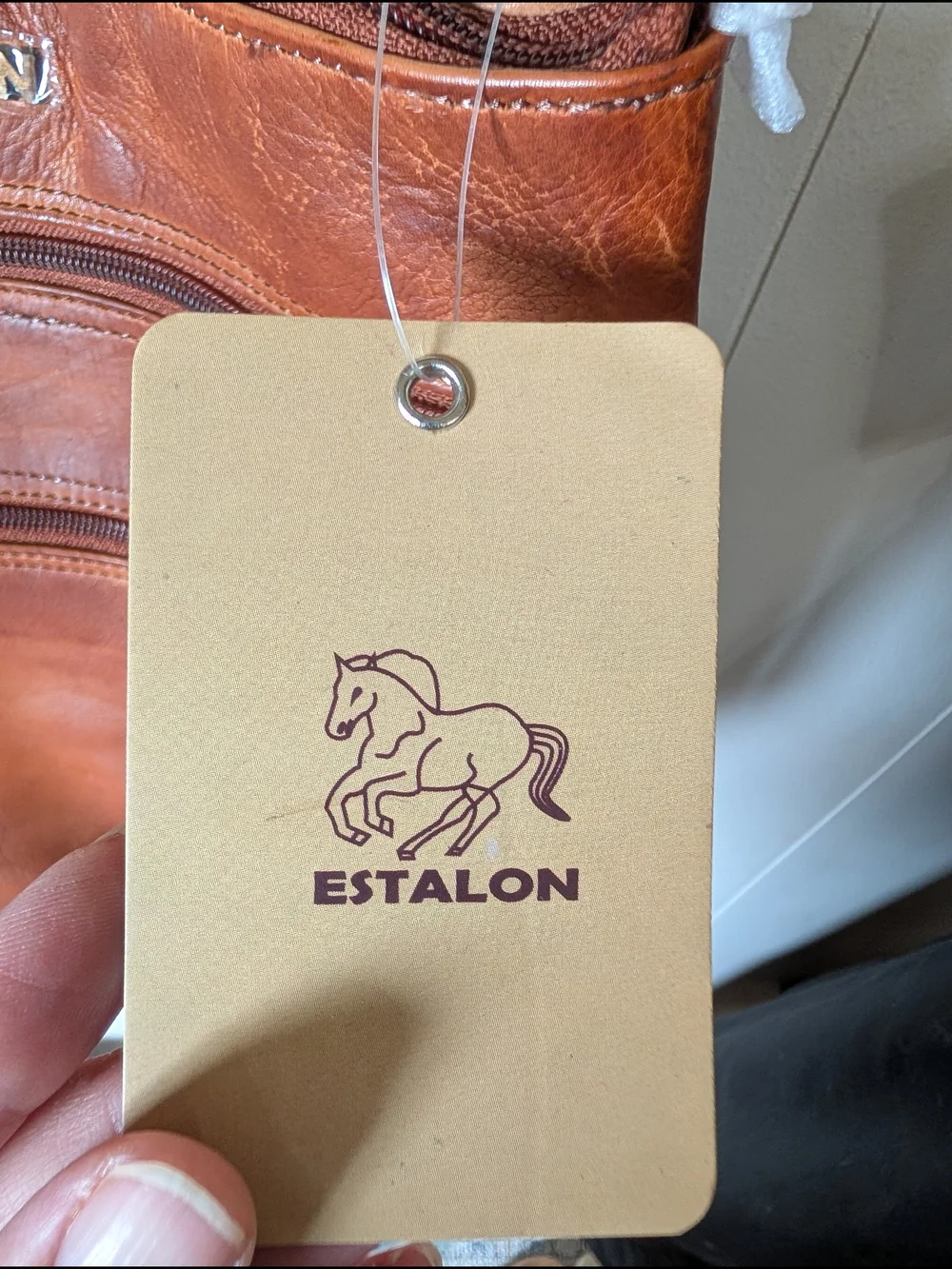 ESTALON Leather Brown Crossbody Purse.